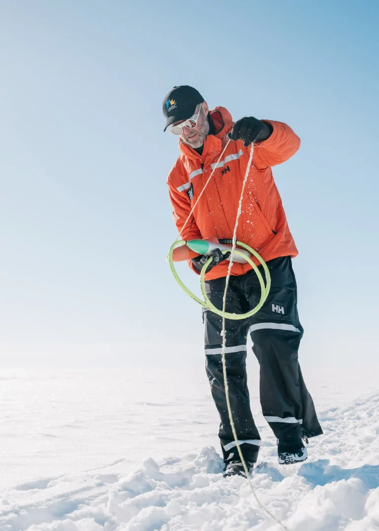 Scientist collecting GPR hose