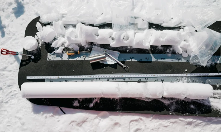 Ice core with measurements next to it