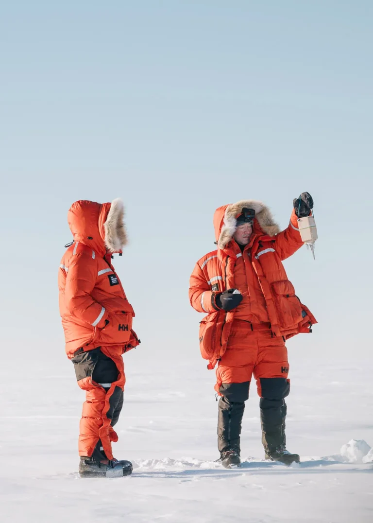 Scientist holding passiv seismic tool