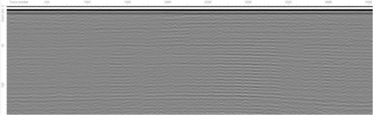 Figure 2. Preliminary GPR data showing internal ice sheet stratigraphy.