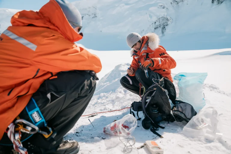 Scientists collecting samples
